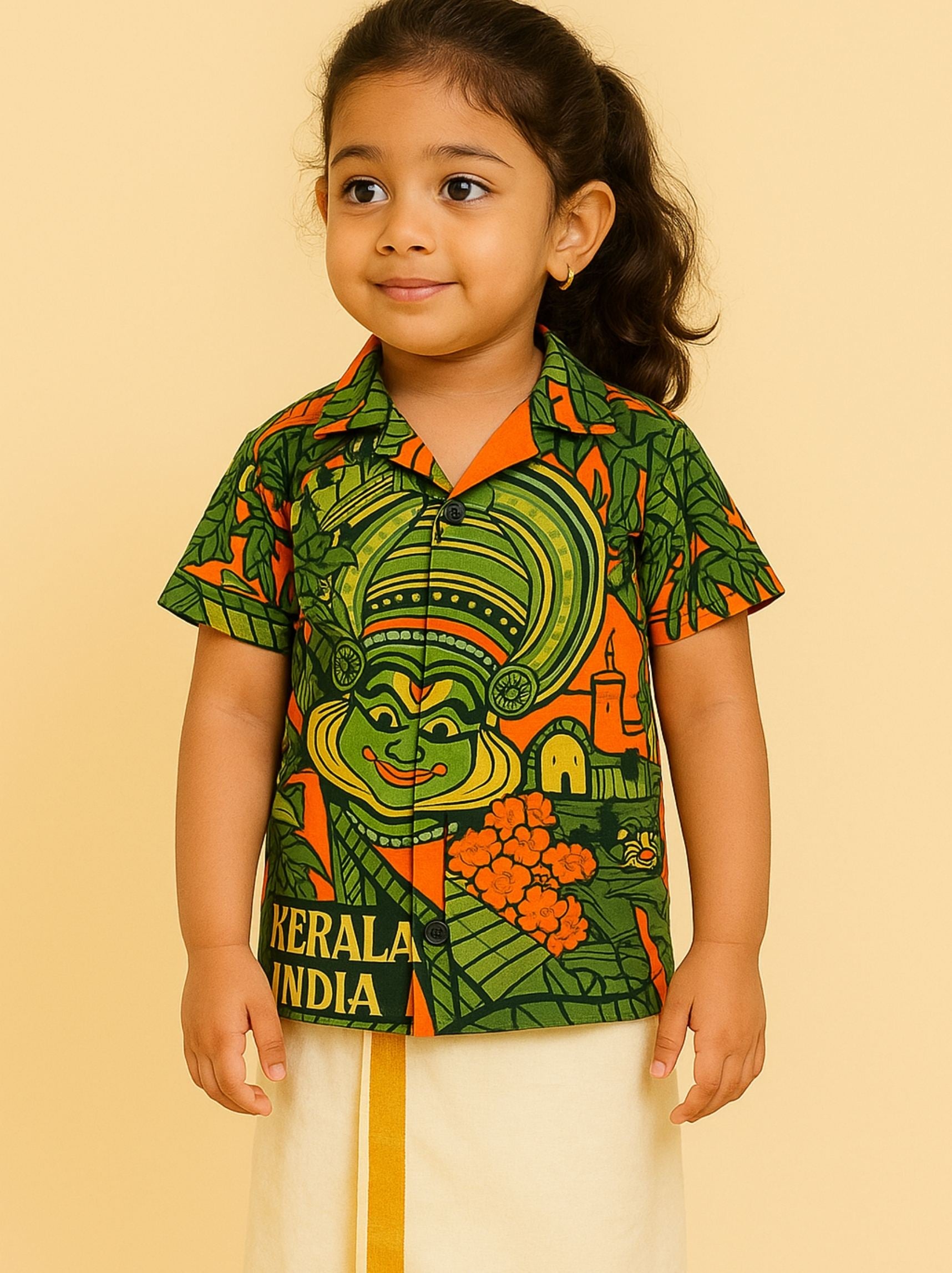 Kids Onam Kerala Cuban Collar Shirt