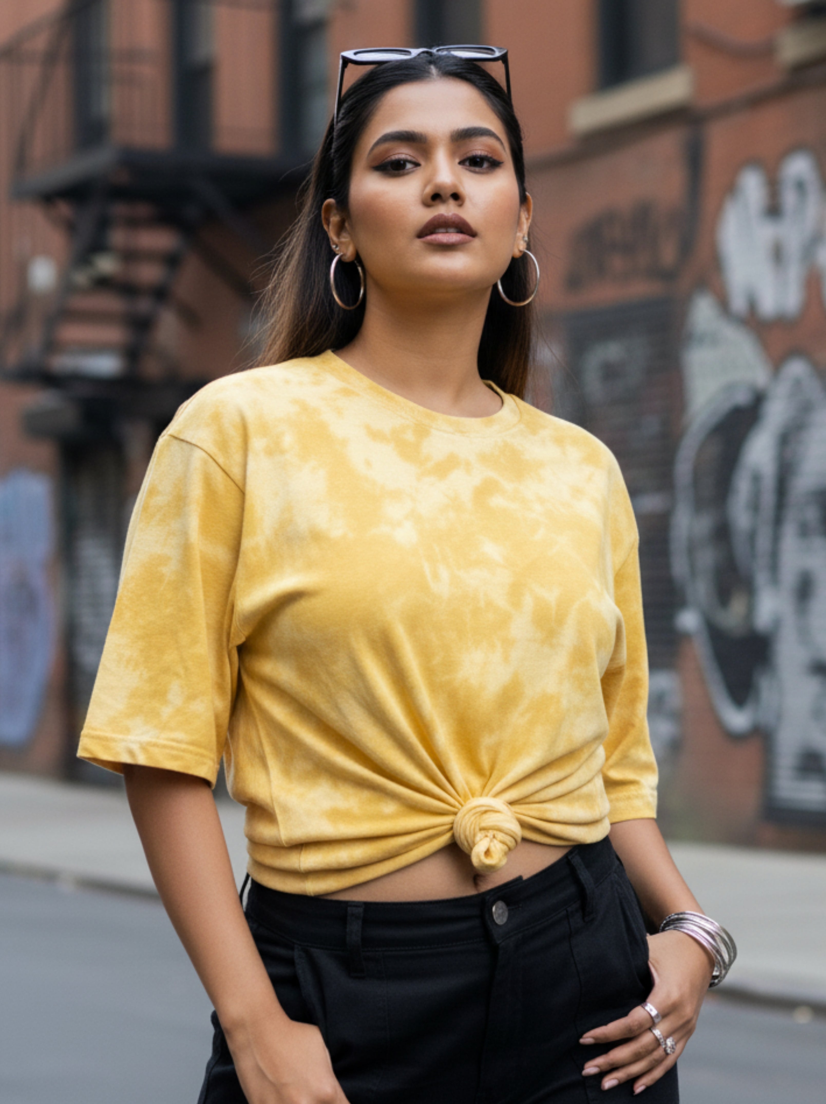 Yellow | Unisex Tie-Dye Oversized T-Shirt