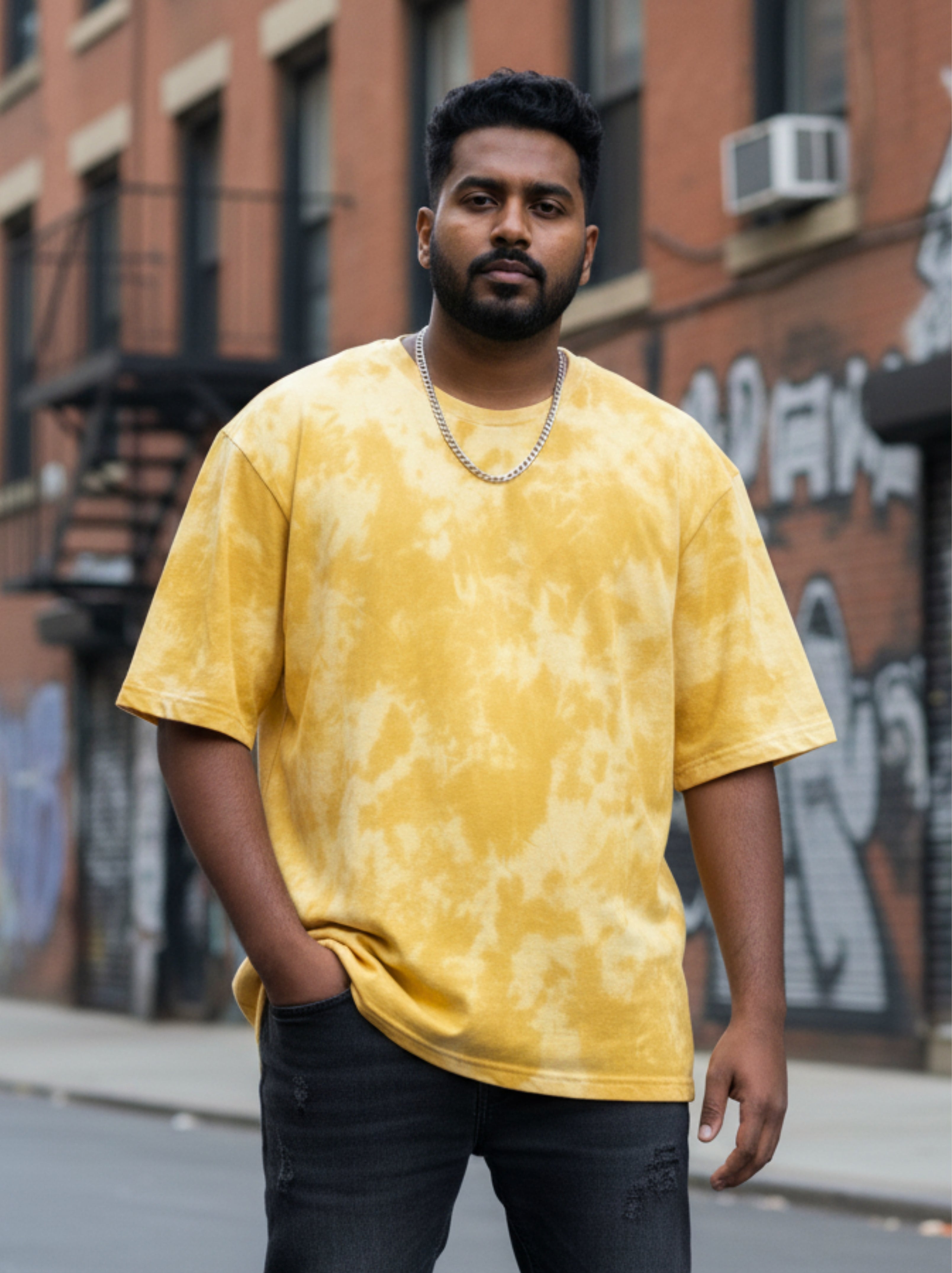 Yellow | Unisex Tie-Dye Oversized T-Shirt