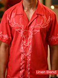 Men Reindeer Cuban Collar Shirt (Relaxed Fit)