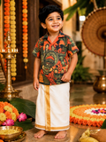 Kids Onam Kerala Cuban Collar Shirt