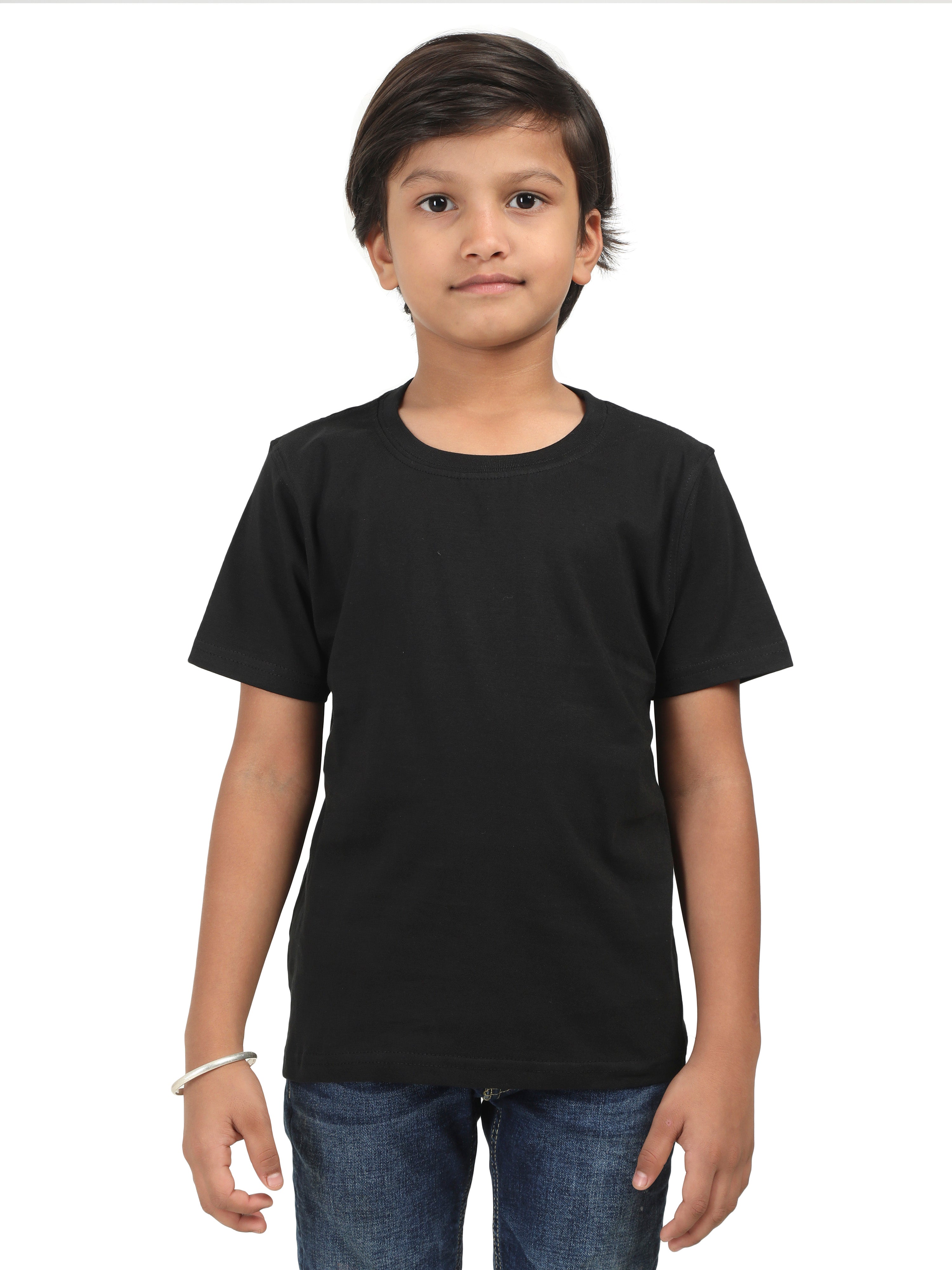 Solids Plain Black Kids Tshirt