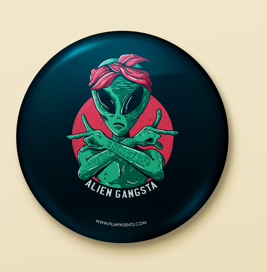 Alien Gangsta Button Badge