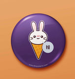Buy Rabbit says Hi Button Badge Online | Film Patients