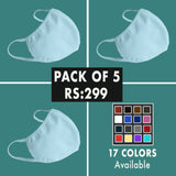 Plain Mask - Pack of 5 ( 17 Colors Available)