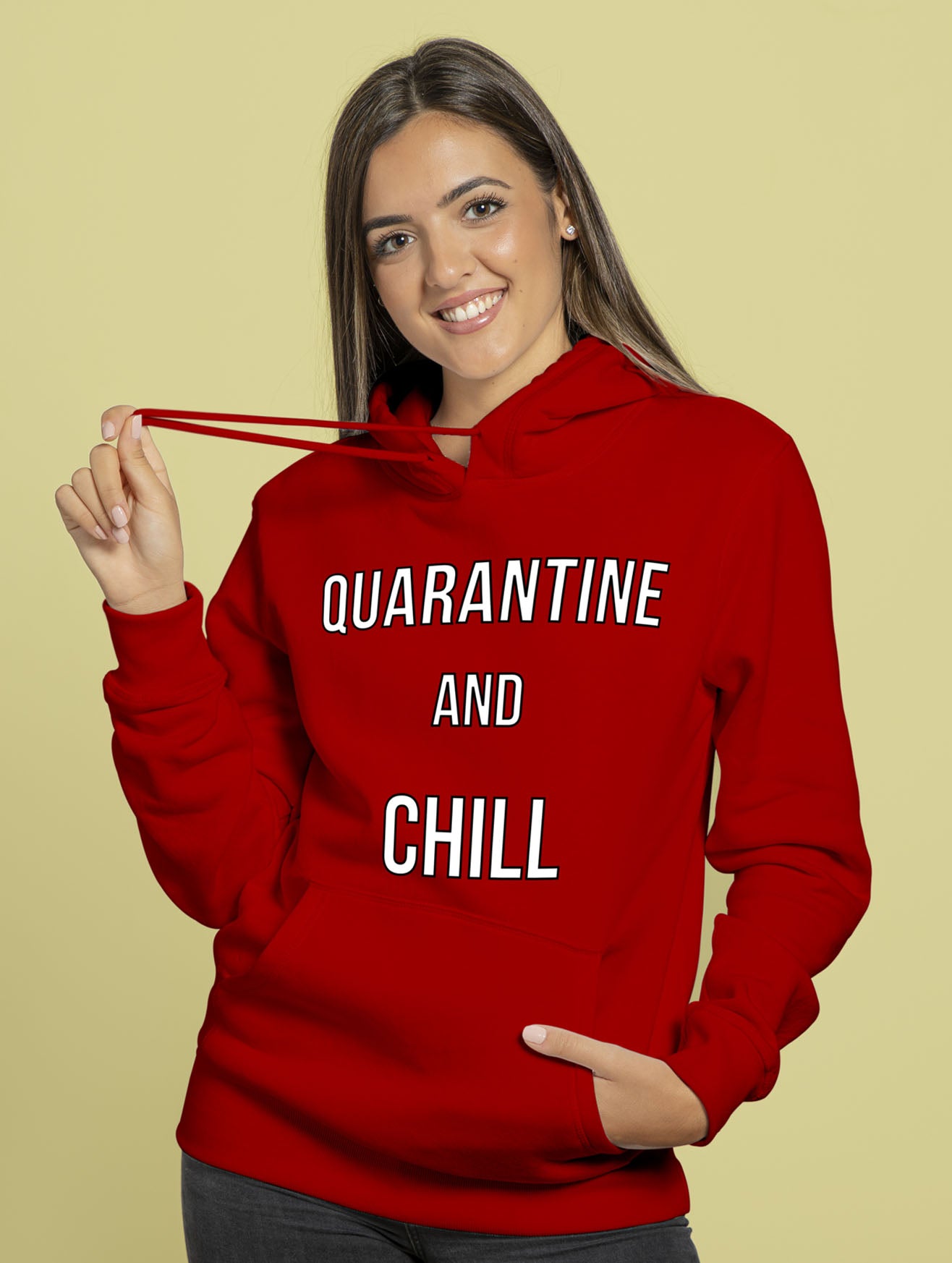 Quarantine and Chill Premium Hoodie (Mask Included)