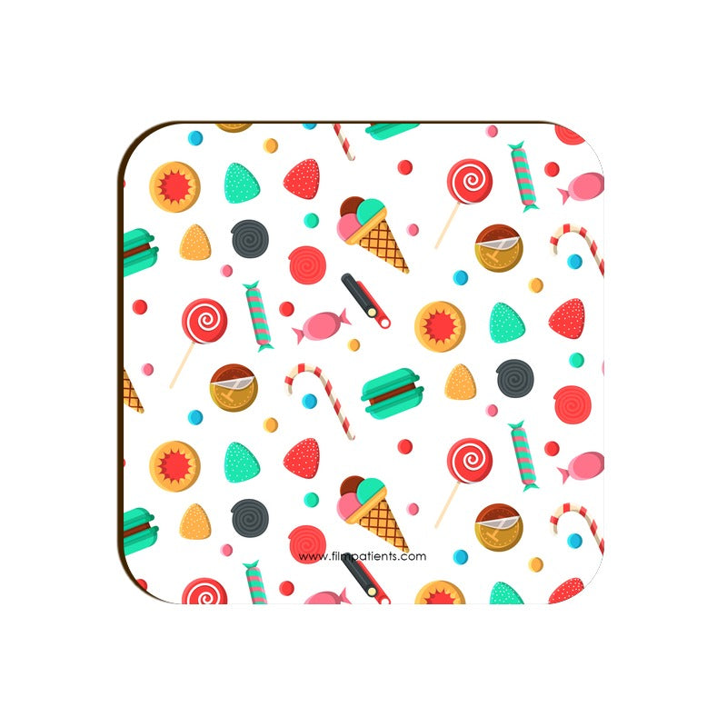 Candies and Ice Cream Pattern Coaster