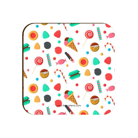 Candies and Ice Cream Pattern Coaster